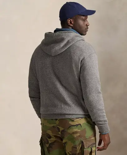 Men's Big & Tall Full-Zip Signature Fleece Hoodie-Ash Grey Heather - 3