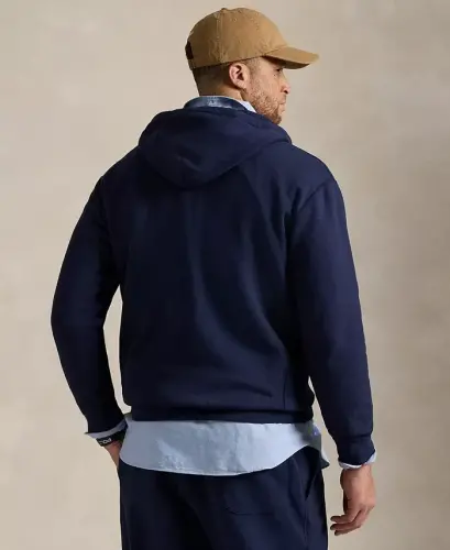 Men's Big & Tall Full-Zip Signature Fleece Hoodie-Cruise Navy - 3
