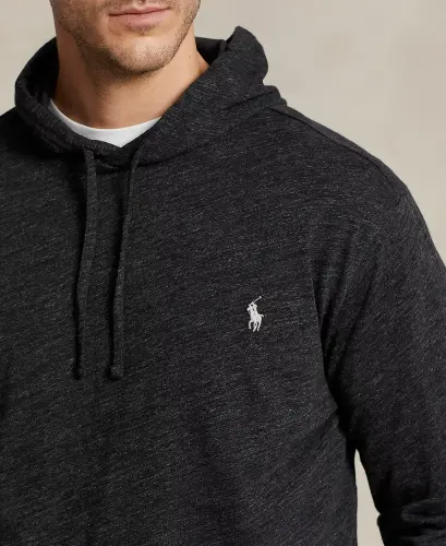 Men's Big & Tall Jersey Hooded T-Shirt-Black Marl Heather - 4