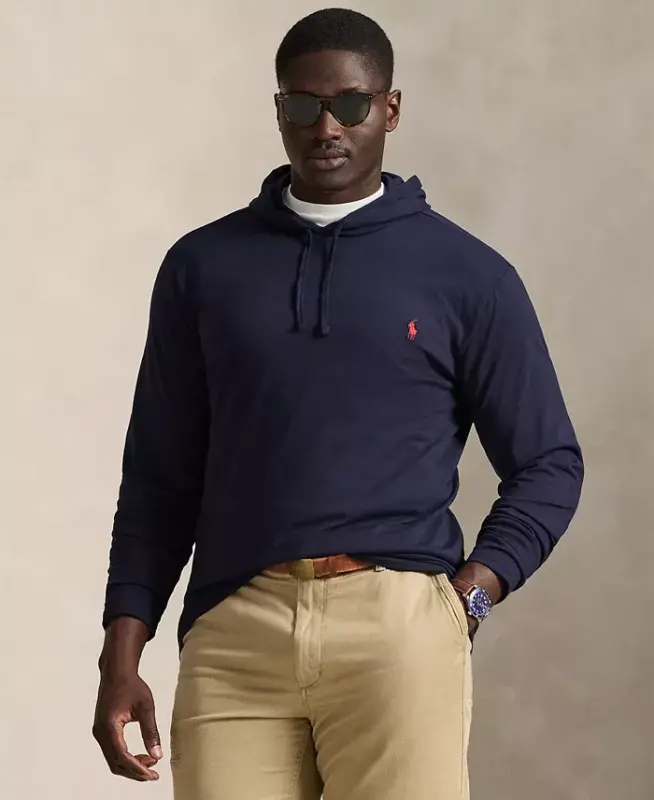 Men's Big & Tall Jersey Hooded T-Shirt-Ink - POLO RALPH LAUREN