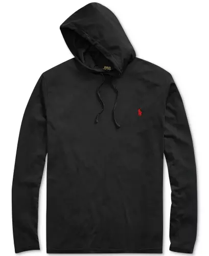 Men's Big & Tall Jersey Hooded T-Shirt-Polo Black - 5