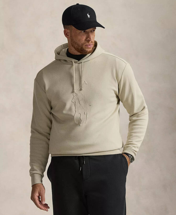 Men's Big & Tall Leather-Pony Double-Knit Hoodie Beige - 1