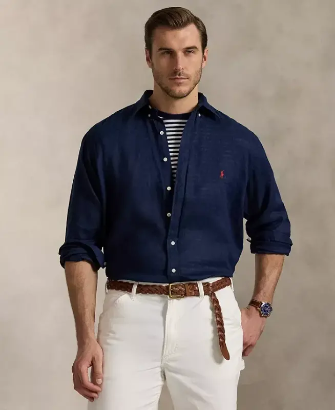 Men's Big & Tall Linen Shirt - 1