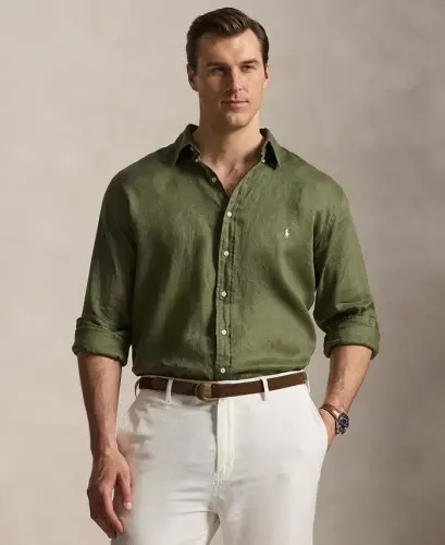 Men's Big & Tall Linen Shirt - Garden Trail 