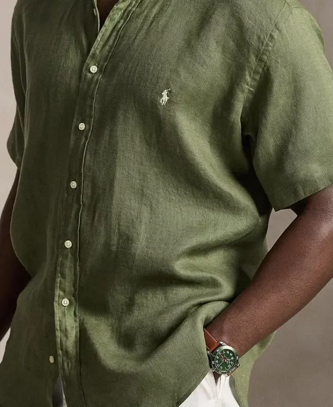 Men's Big & Tall Linen Shirt - Garden Trail - 3