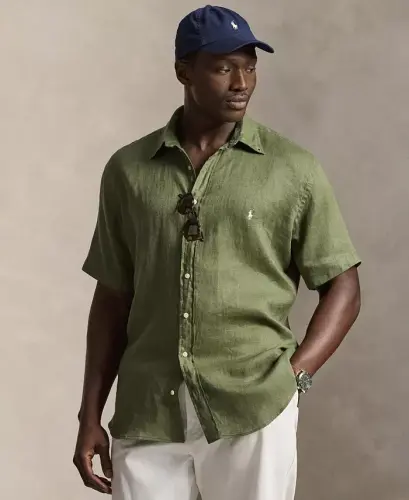 Men's Big & Tall Linen Shirt - Garden Trail - 1