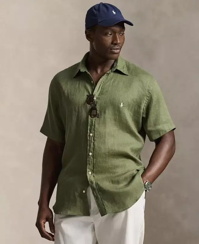 Men's Big & Tall Linen Shirt - Garden Trail - 1