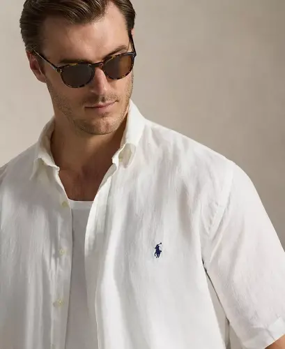 Men's Big & Tall Linen Shirt - White - 3