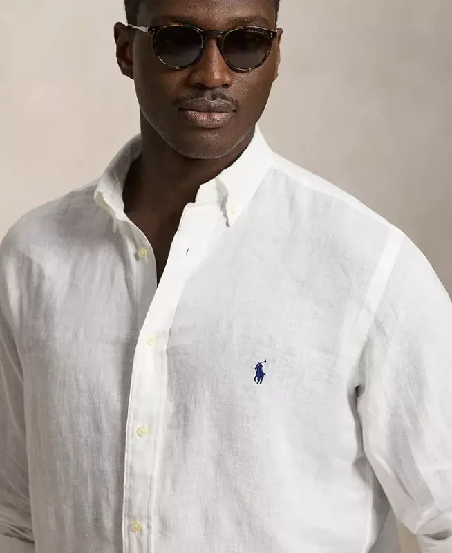 Men's Big & Tall Linen Shirt - White - 3