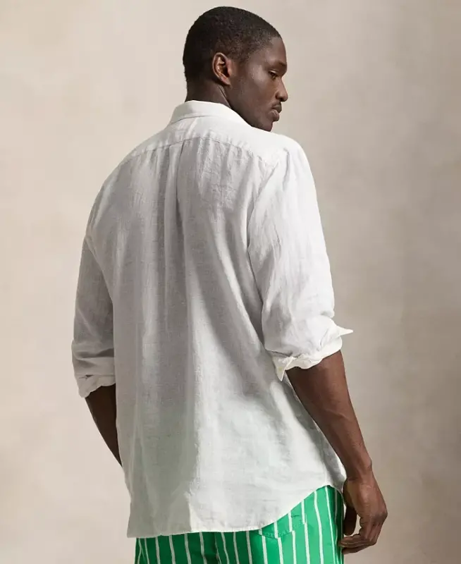 Men's Big & Tall Linen Shirt - White - 4