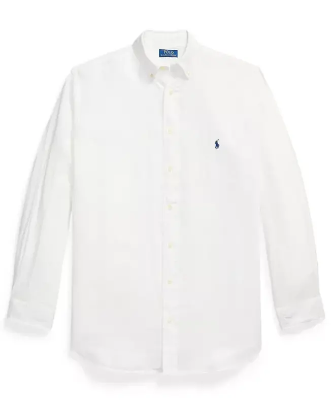 Men's Big & Tall Linen Shirt - White - 5