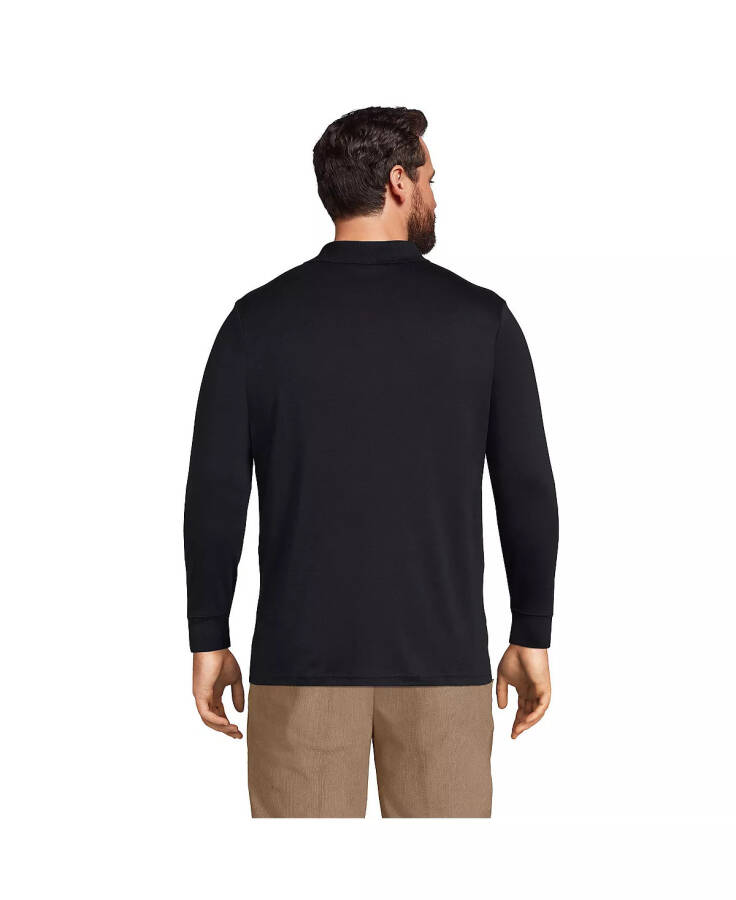 Men's Big & Tall Long Sleeve Supima Interlock Polo Shirt Black - 2