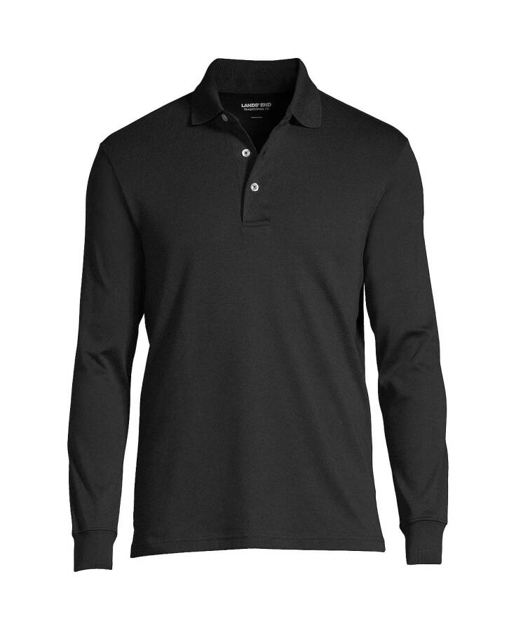 Men's Big & Tall Long Sleeve Supima Interlock Polo Shirt Black - 6