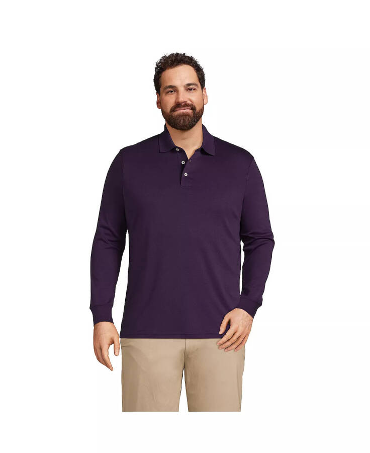 Men's Big & Tall Long Sleeve Supima Interlock Polo Shirt Blackberry - 1