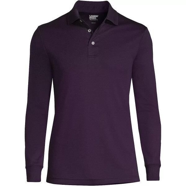 Men's Big & Tall Long Sleeve Supima Interlock Polo Shirt Blackberry - 3