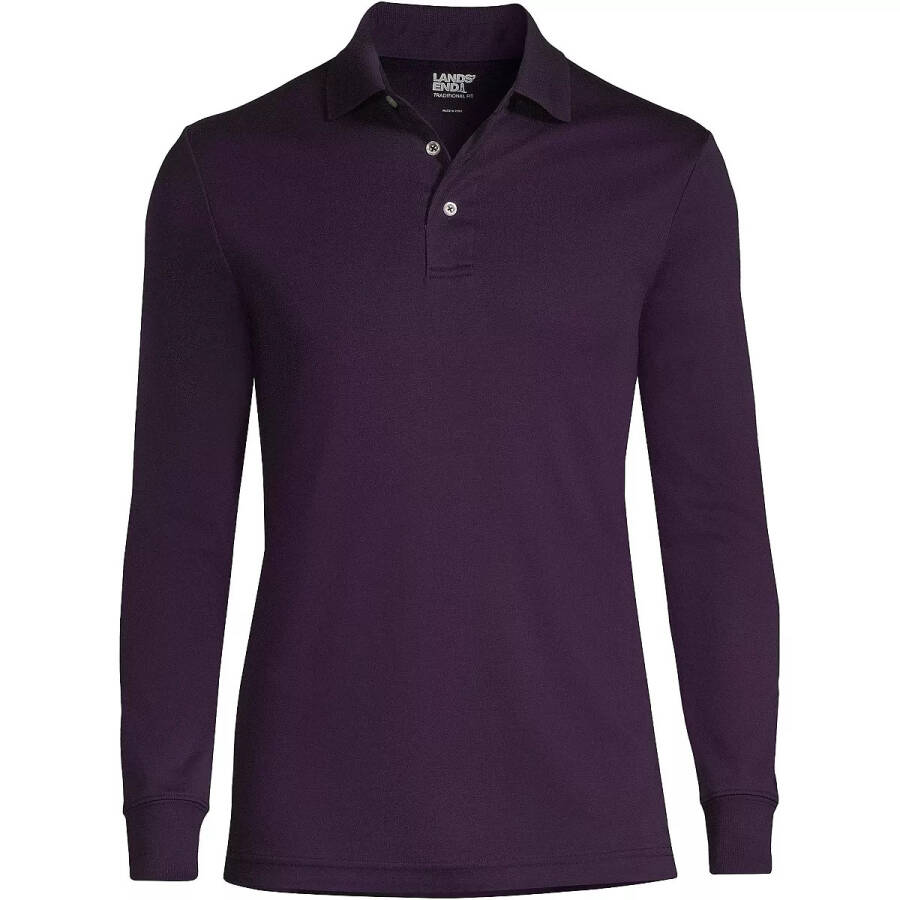 Men's Big & Tall Long Sleeve Supima Interlock Polo Shirt Blackberry - 3