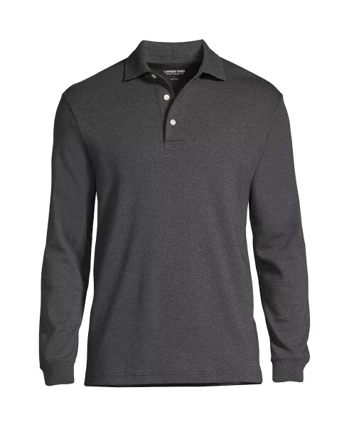 Men's Big & Tall Long Sleeve Supima Interlock Polo Shirt Dark Charcoal Heather - 1