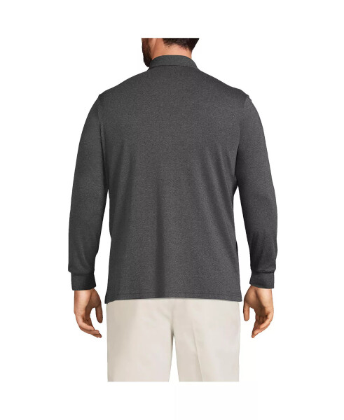 Men's Big & Tall Long Sleeve Supima Interlock Polo Shirt Dark Charcoal Heather - 2