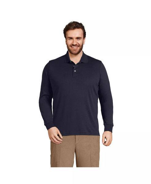 Men's Big & Tall Long Sleeve Supima Interlock Polo Shirt Radiant navy - 1