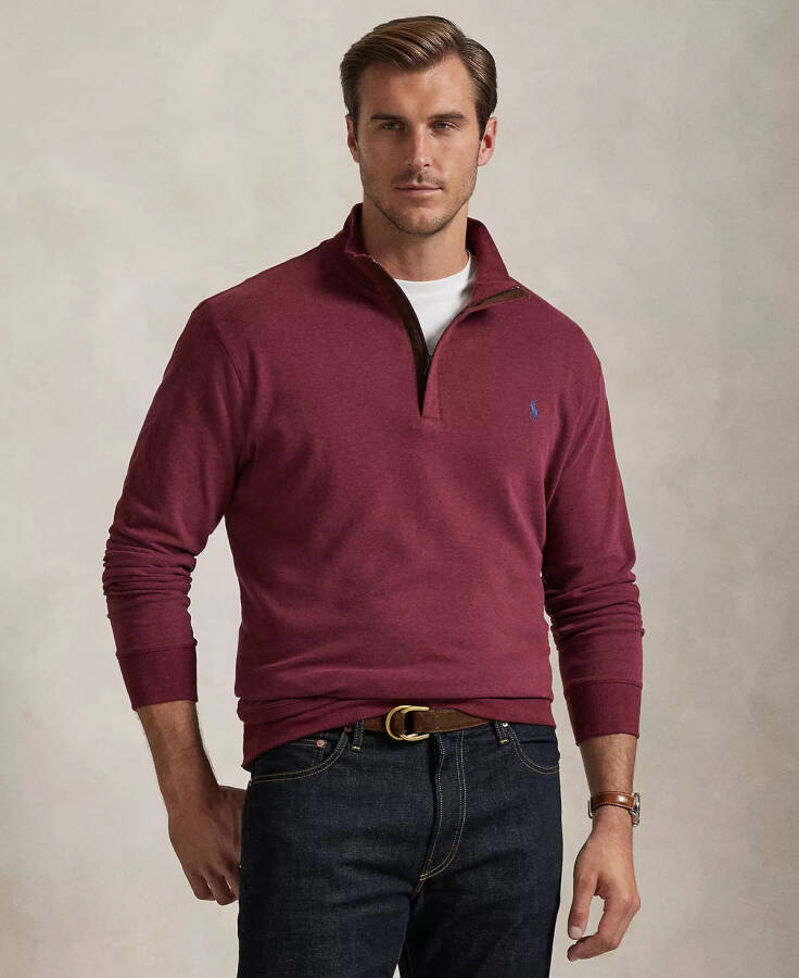 Men's Big & Tall Luxury Jersey Quarter-Zip Pullover Red - 1