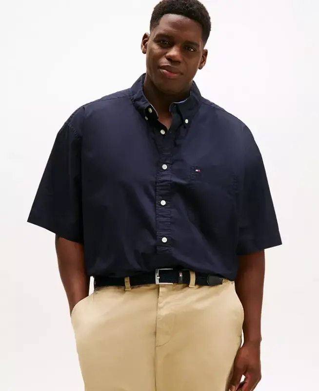 Men's Big & Tall Maxwell Short-Sleeve Button-Down Shirt - Desert Sky - TOMMY HILFIGER