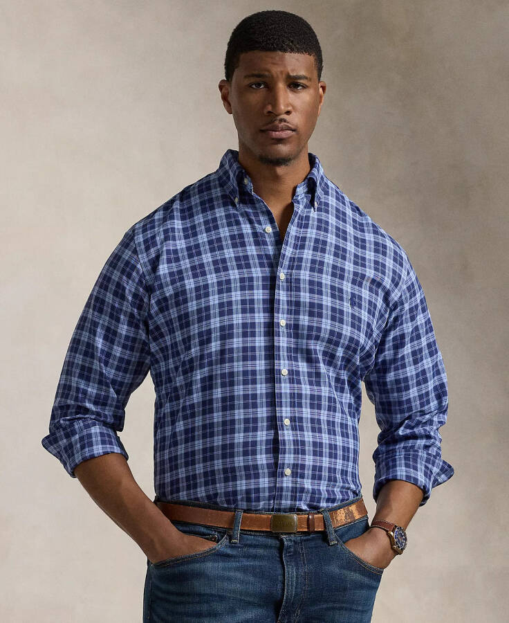 Men's Big & Tall Performance Oxford Shirt Blue Multi - 1