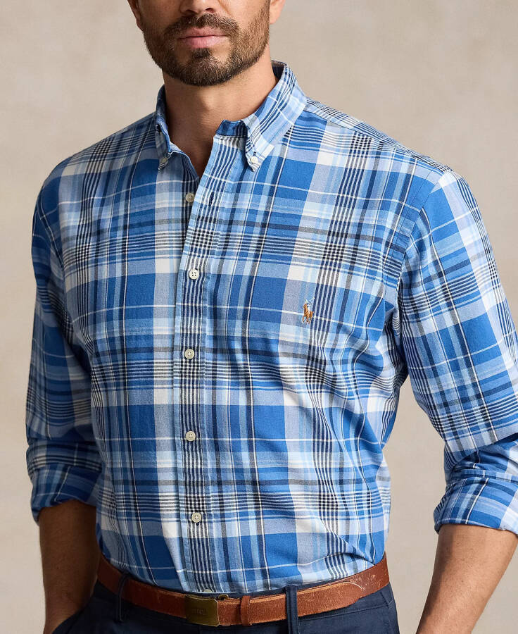 Men's Big & Tall Plaid Oxford Shirt Blue Multi - 3