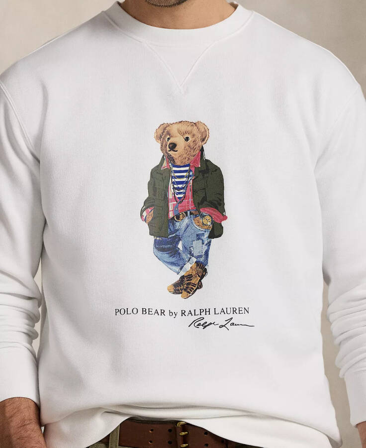 Men's Big & Tall Polo Bear Fleece Sweatshirt White - 3