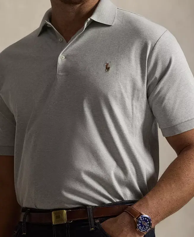 Men's Big & Tall Solid Polo Shirt - Spring Heather - 3