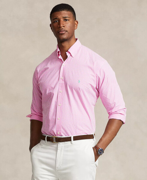 Men's Big & Tall Poplin Sport Shirt Pink/white - 1