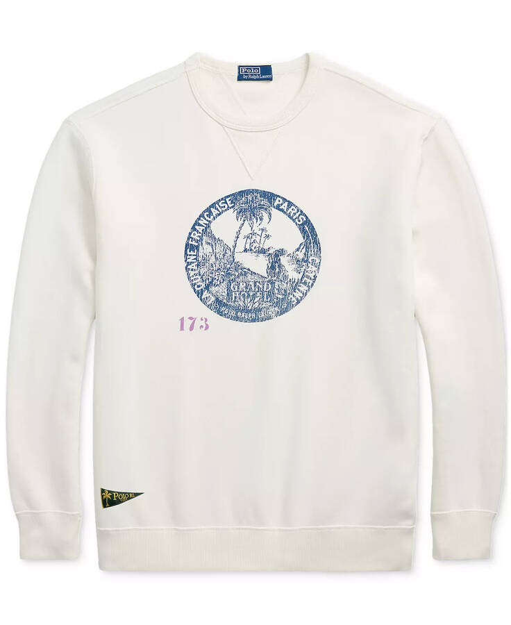 Men's Big & Tall Print Fleece Sweatshirt White - 5