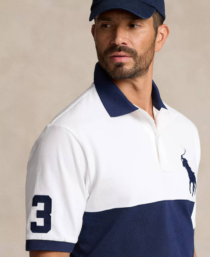 Men's Big & Tall Short-Sleeve Polo Shirt White/Newport Navy - 3