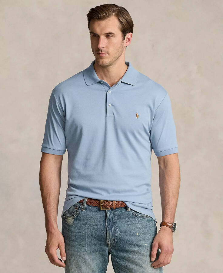 Men's Big & Tall Soft Cotton Polo Shirt Vessel Blue - 1