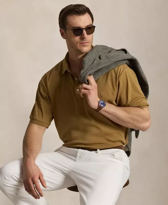 Men's Big & Tall Solid Polo Shirt - Cafe Brown - 3