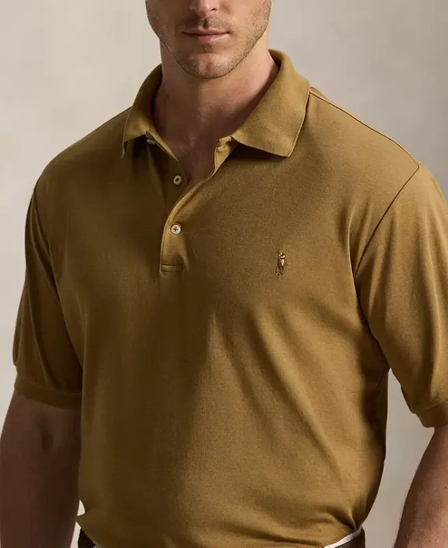 Men's Big & Tall Solid Polo Shirt - Cafe Brown - 4