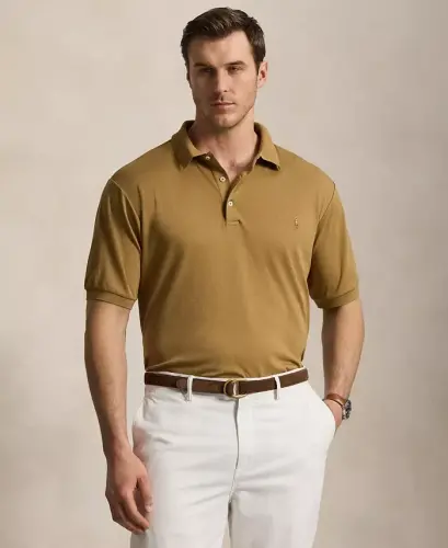 Men's Big & Tall Solid Polo Shirt - Cafe Brown 