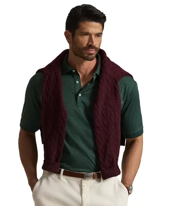 Men's Big & Tall Solid Polo Shirt - Scotch Pine Heather - POLO RALPH LAUREN