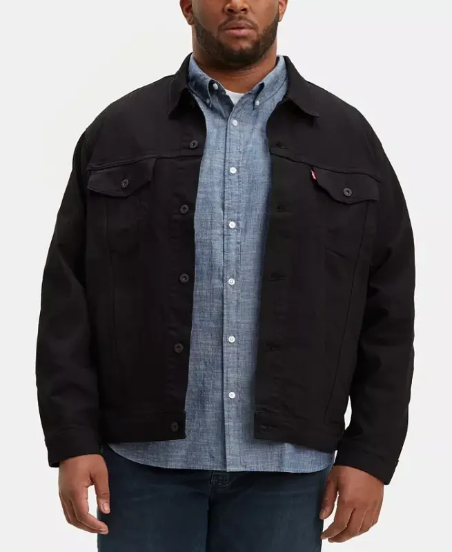 Men's Big & Tall Stretch Denim Trucker Jacket - 1