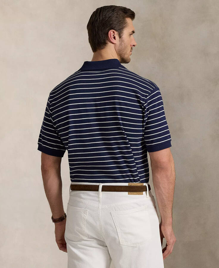 Men's Big & Tall Striped Cotton Interlock Polo Shirt Rfind Navy - 2