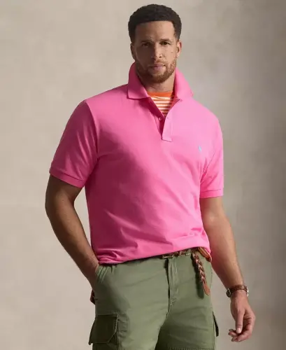 Men's Big & Tall The Iconic Mesh Polo Shirt - Baja Pink 
