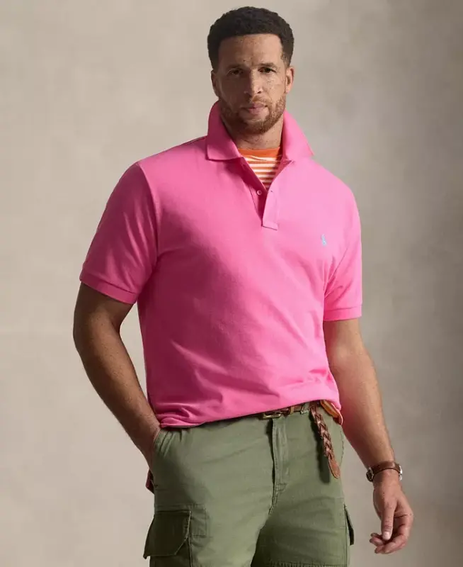 Men's Big & Tall The Iconic Mesh Polo Shirt - Baja Pink - 1