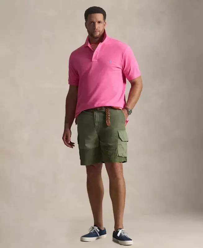 Men's Big & Tall The Iconic Mesh Polo Shirt - Baja Pink - 2