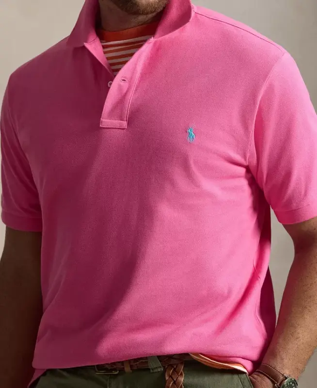 Men's Big & Tall The Iconic Mesh Polo Shirt - Baja Pink - 3