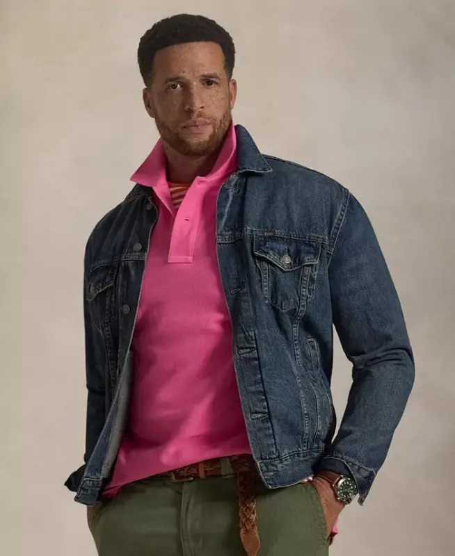 Men's Big & Tall The Iconic Mesh Polo Shirt - Baja Pink - 6