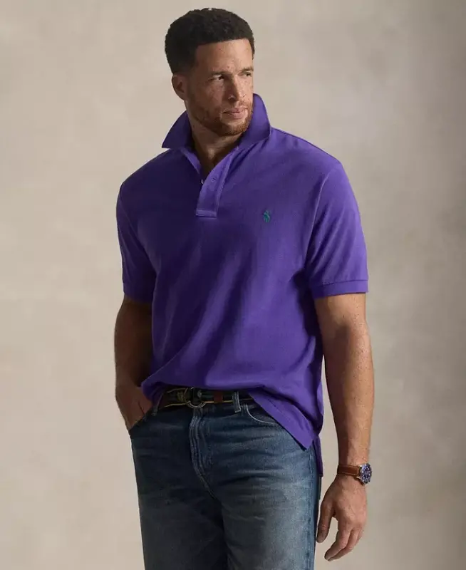 Men's Big & Tall The Iconic Mesh Polo Shirt - Cabana Purple - POLO RALPH LAUREN