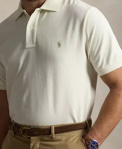 Men's Big & Tall The Iconic Mesh Polo Shirt - ParcModazoneent Cream - 3