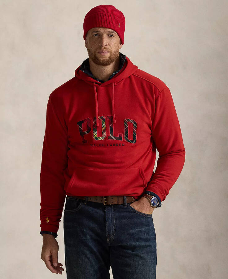 Men's Big & Tall The RL Fleece Plaid-Logo Hoodie Red - 1