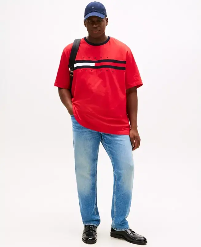 Men's Big & Tall Tino Logo Qisqa Yengli Futbolka - Asosiy Qizil - 4