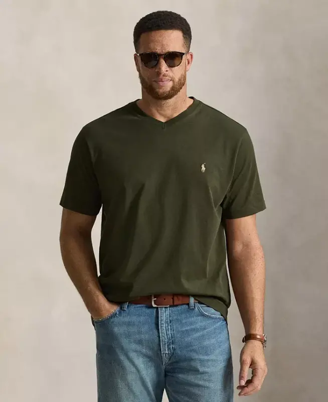 Men's Big & Tall V-Neck T-Shirt - COMPANY OLIVE/C8526 - POLO RALPH LAUREN