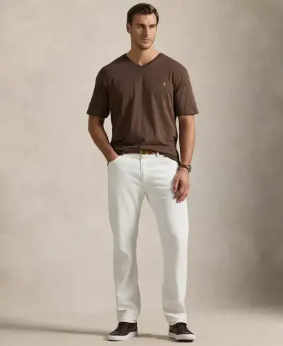 Men's Big & Tall V-Neck T-Shirt - Nutmeg Brown Heather - POLO RALPH LAUREN (1)